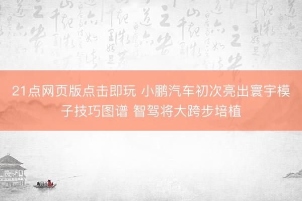 21点网页版点击即玩 小鹏汽车初次亮出寰宇模子技巧图谱 智驾将大跨步培植