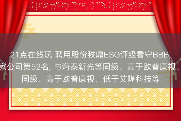 21点在线玩 聘用股份秩鼎ESG评级看守BBB， 位居同业业114家公司第52名， 与海泰新光等同级、高于欧普康视、低于艾隆科技等